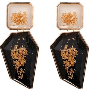 "Brett"  Crystal Dangle Earrings, Black/ gold